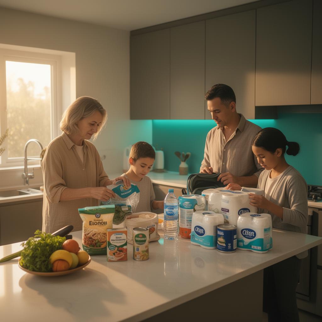 Family preparing household essentials