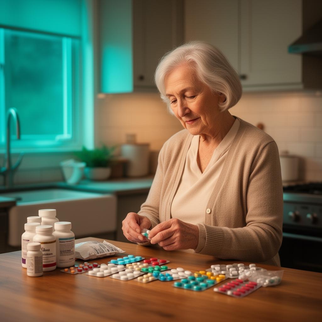 Senior managing medication at home